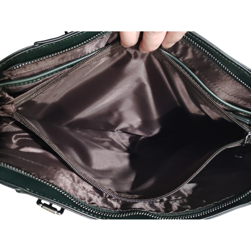 Mossimo Leather Laptop Tote Bag 13 inch Inside Messenger Bag Dark Green - Picture 12 of 14